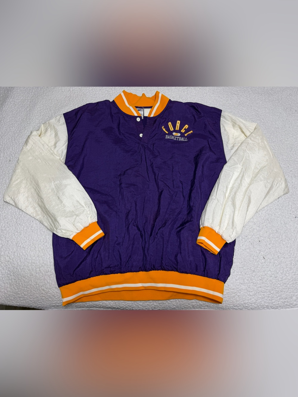RARE DEADSTOCK Vintage 90s Nike Force Basketball Bomber Jacket XXLT 2XLT LAKERS
